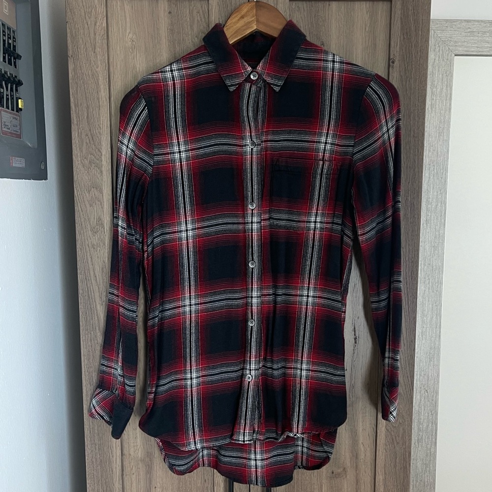 MADEWELL RED & BLACK PLAID BUTTON DOWN SHIRT XXS